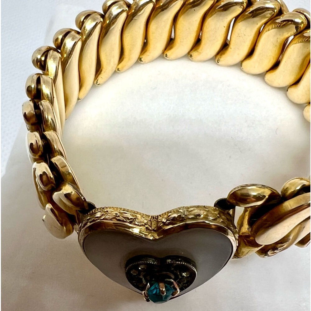 SOLD Vintage Sweetheart Bracelet B&N Bugnee & Niles Gold Filled Mother of Pearl - Picture 9 of 15